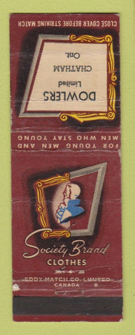 Matchbook Cover - Society Brand Men's Clothes Dowlers Chatham ON WORN