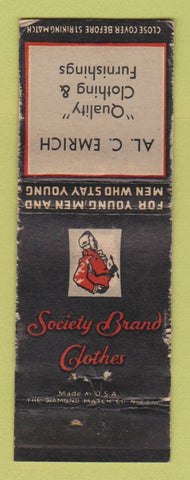 Matchbook Cover - Society Brand Men's Clothes Al Emrich WORN