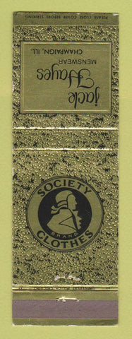 Matchbook Cover - Society Brand Men's Clothes Jack Hayes Champaign IL