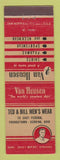 Matchbook Cover - Van Heusen Men's Clothes Ted & Bill Youngstown Sebring OH