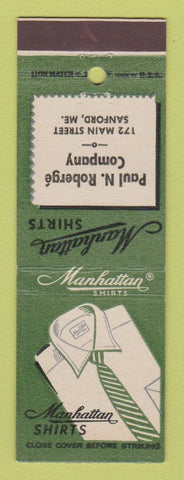 Matchbook Cover - Manhattan Men's Clothes Shirts Paul Roberts Sanford ME