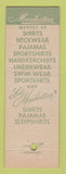 Matchbook Cover - Manhattan Men's Clothes Shirts Paul Roberts Sanford ME