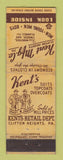 Matchbook Cover - Kent Manufacturing Men's Clothes Clifton Heights PA WEAR