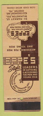 Matchbook Cover - Eppe's Men's Clothes Chester PA WORN