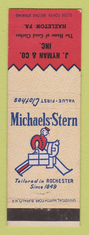 Matchbook Cover - Michaels Stern Men's Clothes J Hyman Hazleton PA