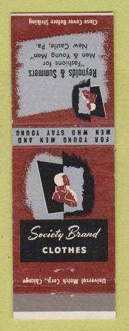 Matchbook Cover - Society Brand Men's Clothes Reynolds & Summers New Castle PA