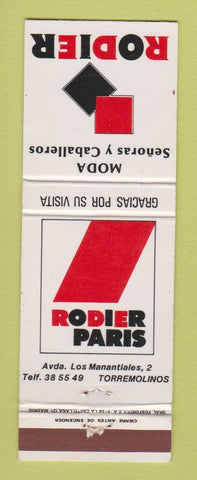Matchbook Cover - Rodier Paris Clothes Torremolinos Spain