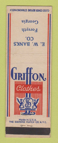 Matchbook Cover - Griffon Men's Clothes EW Banks Forsyth GA