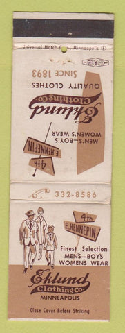 Matchbook Cover - Eklund Men's Clothes Minneapolis MN WEAR