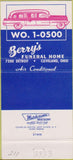 Matchbook Cover - Berry's Funeral Home Cleveland OH 30 Strike