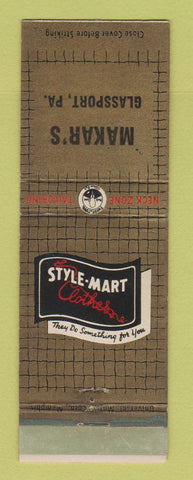 Matchbook Cover - Style Mart Men's Clothes Makar's Glassport PA WEAR