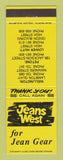 Matchbook Cover - Jeans West Clothes Wellington New Zealand