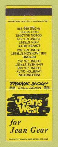 Matchbook Cover - Jeans West Clothes Wellington New Zealand