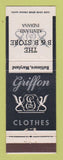 Matchbook Cover - Griffon Men's Clothes B&B Store Kentland IN