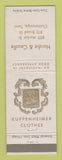 Matchbook Cover - Kuppenheimer Men's Clothes Hardie & Caudle Chattanooga TN