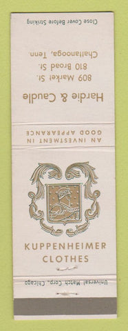 Matchbook Cover - Kuppenheimer Men's Clothes Hardie & Caudle Chattanooga TN