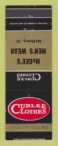 Matchbook Cover - Curlee Men's Clothes McGee's McHenry IL