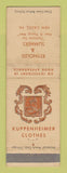 Matchbook Cover - Kuppenheimer Men's Clothes Reynold Summers New Castle PA WEAR