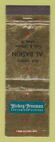 Matchbook Cover - Hickey Freeman Men's Clothes Al Baskin Joliet IL WEAR