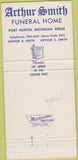 Matchbook Cover - Arthur Smith Funeral Home Port Huron MI 30 Strike
