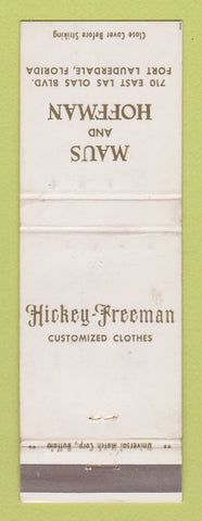 Matchbook Cover - Hickey Freeman Clothes Maus Hoffman Fort Lauderdale FL WEAR