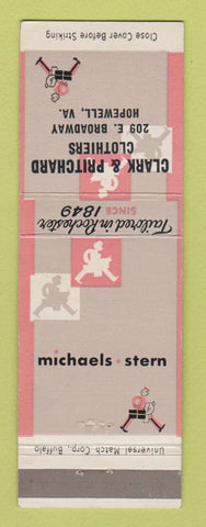 Matchbook Cover - Michaels Stern Men's Clothes Clark Pritchard Hopewell VA