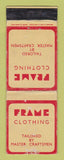 Matchbook Cover - Frame Clothes UK England WORN