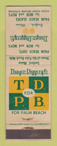 Matchbook Cover - Thayer Diggery Men's Clothes Sanford ME