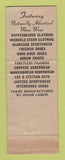 Matchbook Cover - Eklund Men's Clothes Minneapolis MN WEAR