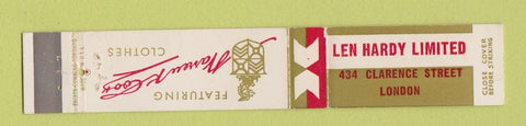 Matchbook Cover - Warren Cook Men's Clothes Len Hardy London ON 10 Strike
