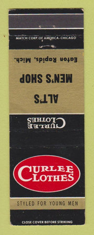 Matchbook Cover - Curlee Men's Clothes Alt's Eaton Rapids MI