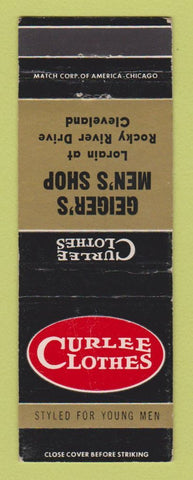 Matchbook Cover - Curlee Men's Clothes Geiger's Cleveland OH