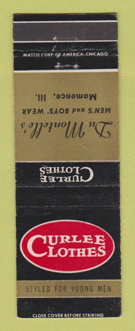Matchbook Cover - Curlee Men's Clothes Du Montelle's Momence IL WEAR
