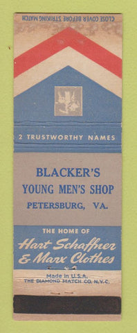 Matchbook Cover - Hart Schaffner Marx Men's Clothes Blacker's Petersburg VA WEAR