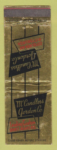 Matchbook Cover - McCandless Gordon Men's Clothes Shirts Pittsburgh PA WEAR