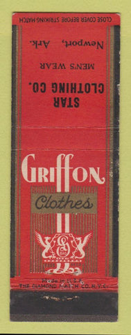 Matchbook Cover - Griffon Men's Clothes Star Newport AR