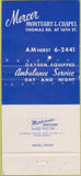 Matchbook Cover - Mercer Mortuary Funeral Home Phoenix AZ 30 Strike