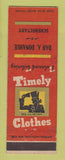 Matchbook Cover - Timely Men's Clothes Dan Donahue Schenectady NY WEAR