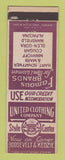 Matchbook Cover - United Clothing Company Chicago IL ARROW