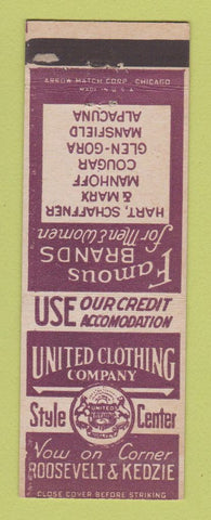 Matchbook Cover - United Clothing Company Chicago IL ARROW