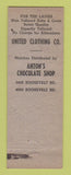 Matchbook Cover - United Clothing Company Chicago IL ARROW