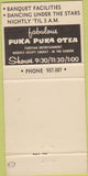 Matchbook Cover - Queen's Surf Barefoot Bar Luau Waikiki HI 30 Strike