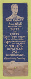 Matchbook Cover - Yale Men's Clothes Detroit MI WEAR