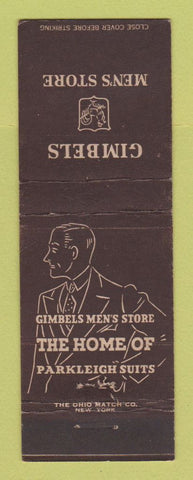 Matchbook Cover - Gimbels Men's Store Clothes Philadelphia PA