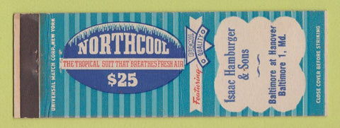 Matchbook Cover - Northcool Men's Clothes Isaac Hamburger Baltimore MD