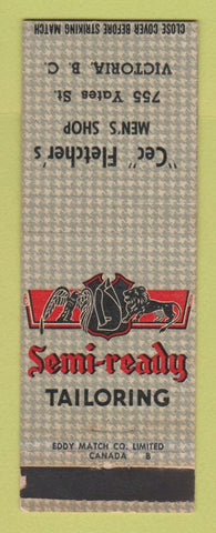 Matchbook Cover - Semi Reading Tailoring Clothes Cec Fletcher's Victoria BC