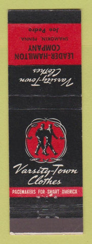 Matchbook Cover - Varsity Town Men's Clothes Leader Hamilton Shamokin PA