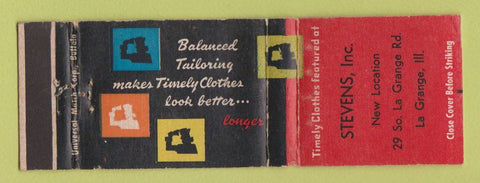 Matchbook Cover - Timely Men's Clothes Stevens La Grange IL WEAR