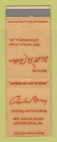 Matchbook Cover - Wall St Clothes Philadelphia PA Charles Murray