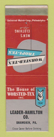 Matchbook Cover - Worsted Tex Men's Clothes Leader Hamilton Shamokin PA